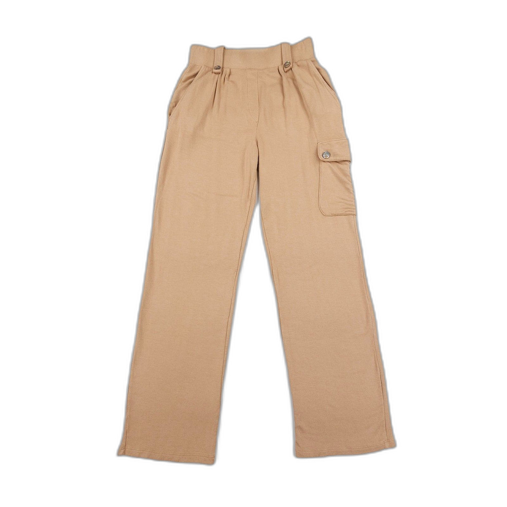 BLEUSALT Cargo Pant Camel Straight Leg Lagenlook Beachy Boho Minimal VSCO Lagom